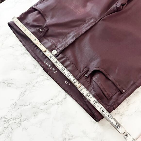 WHBM Curvy High Rise Burgundy Coated Skinny Pants‎ Jeans Women’s Size 12 - Picture 12 of 14